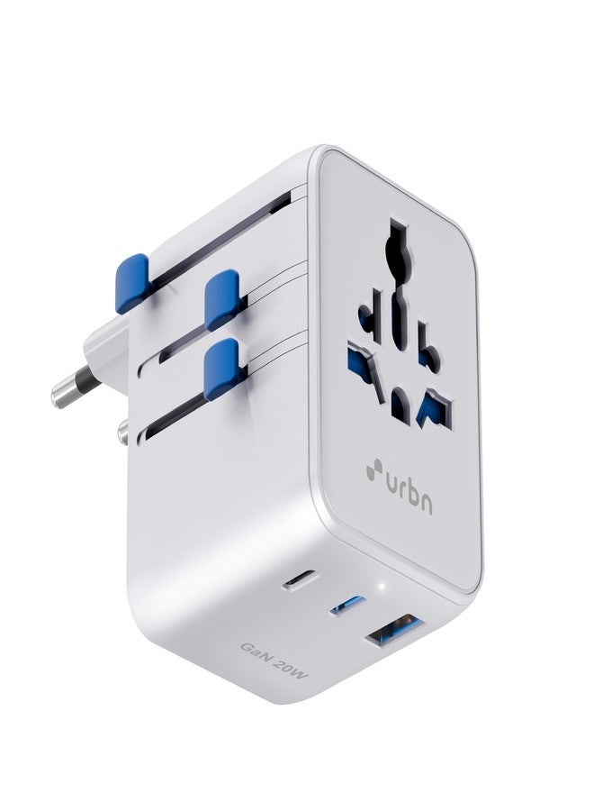 URBN 20W GaN Universal Adapter | Charge 4 Devices Simultaneously | 2500W Universal Socket | Dual USB-C + USB-A | Smart Travel Multi Plug | Global Compatibility | 6-Layer Safety Protection - Image 1